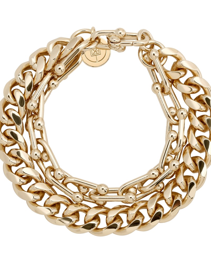 Front of a size 8" Violet Bracelet 8" Gold in Gold by Eklexic. | dia_product_style_image_id:279279